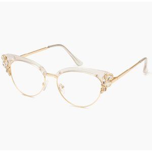 $45 New Sojo’s Cat Eye Readers 2.75 Glasses Reading Rhinestones White Clear